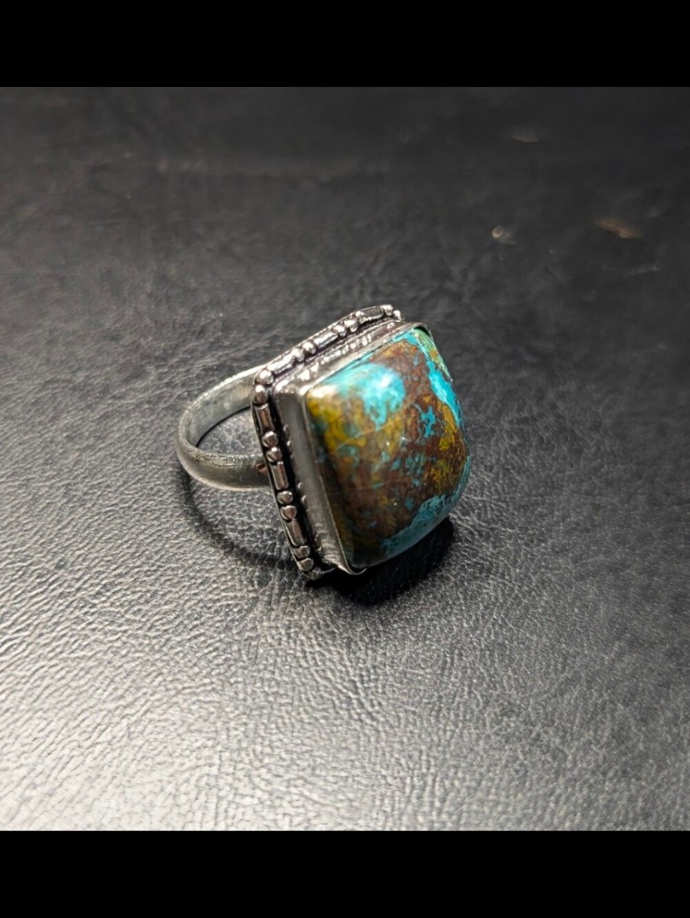 Handcrafted Natural Azurite Cushion Ring (8) - Picture 11 of 12